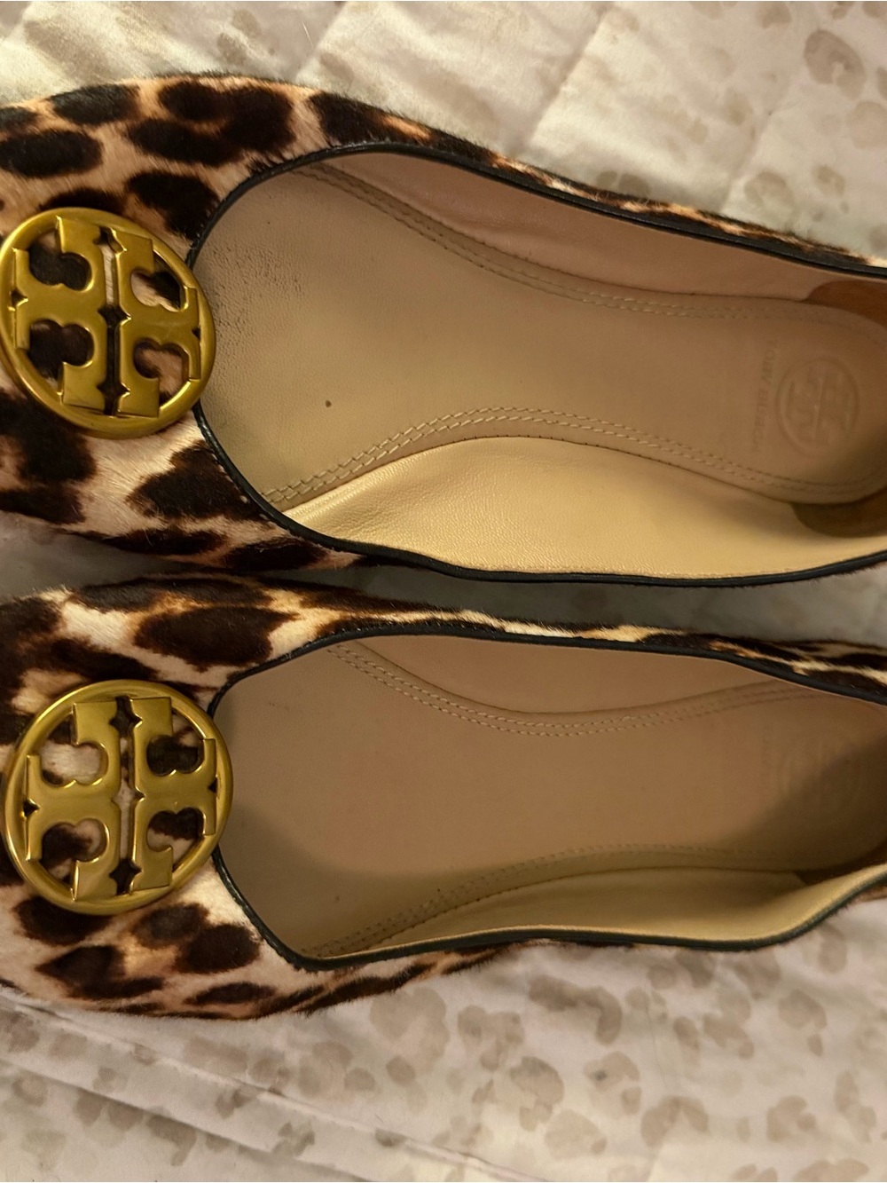 Tory Burch Leopard-Print Ballet Flats with Gold Logo Medallion